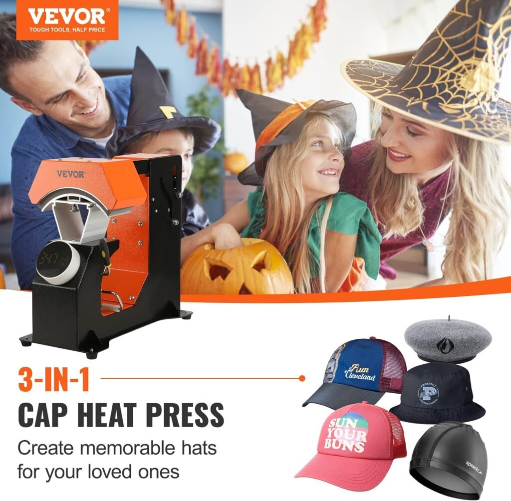 VEVOR Heat Press 15x15 Inch, 8 in 1 Heat Press Machine, 360° Swing Away Tshirt Press Machine Digital Control, Multifunctional Clamshell Heat Transfer Machine Sublimation for T-Shirt Hat Cap Mug Plate
