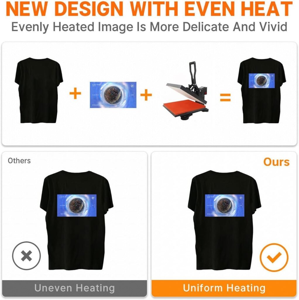 15 x 15Heat Press Machine 1000W Digital Clamshell Transfer Sublimation Print Press Machine for T-Shirt 110V Black
