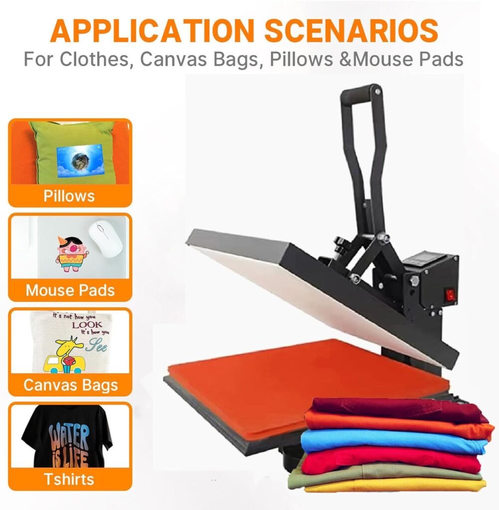 15 x 15Heat Press Machine 1000W Digital Clamshell Transfer Sublimation Print Press Machine for T-Shirt 110V Black