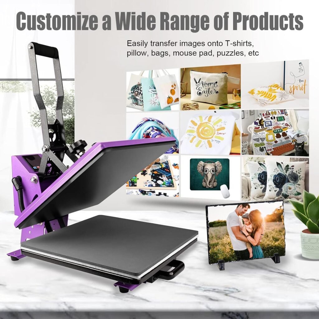 BetterSub Heat Press 15x15 inch Digital Heat Press Machine, Slide Out Industrial Quality T-Shirt Heat Transfer Machine Purple