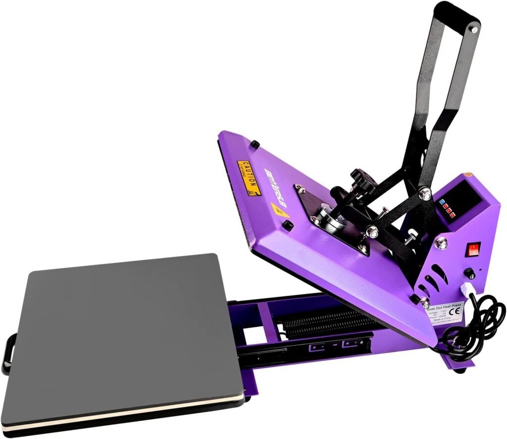 BetterSub Heat Press 15x15 inch Digital Heat Press Machine, Slide Out Industrial Quality T-Shirt Heat Transfer Machine Purple