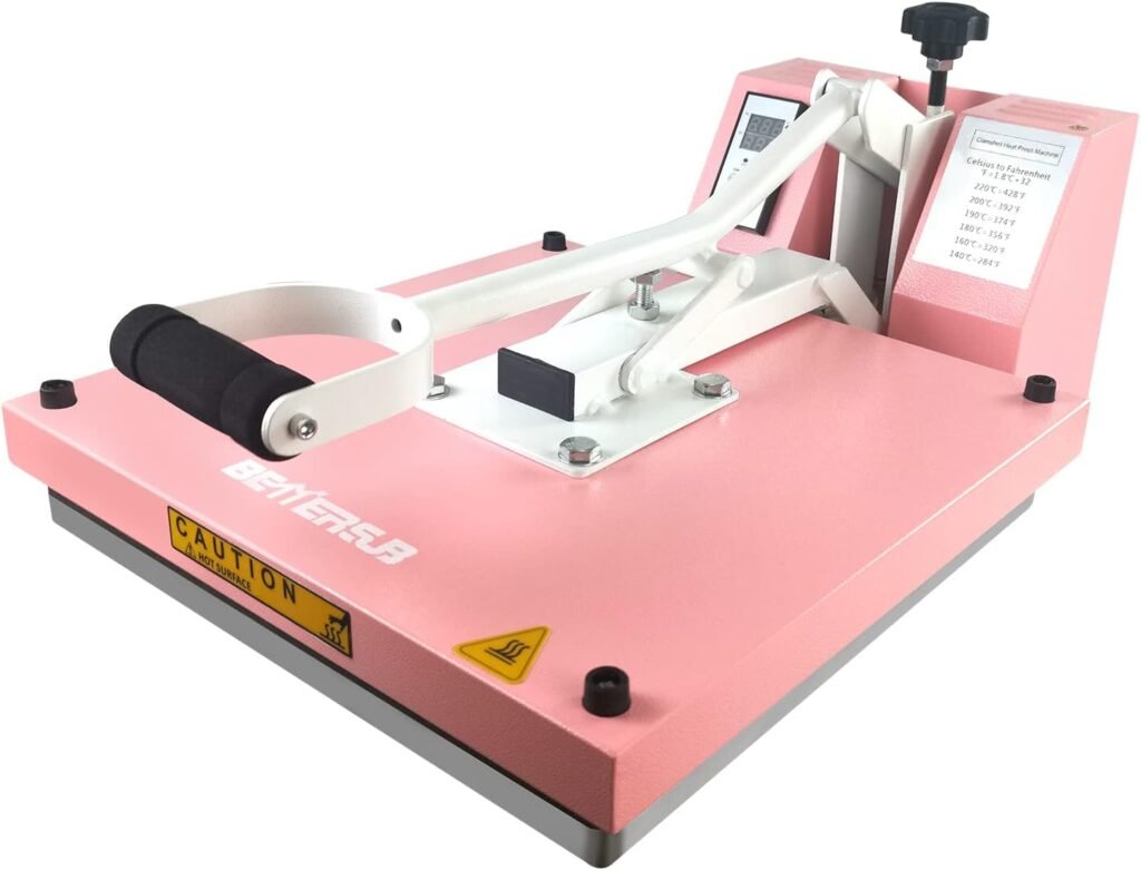 BetterSub Print T-Shirt Machine DIY Digital Industrial Quality Heat Press Machine Clamshell Transfer Sublimation Print Press Machine 15‘’x 15 Pink