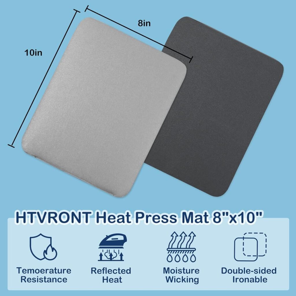 HTVRONT Heat Press Small Heat Press Machine for T Shirts  8x10 Heat Press Mat for Craft Vinyl Ironing Insulation Transfer