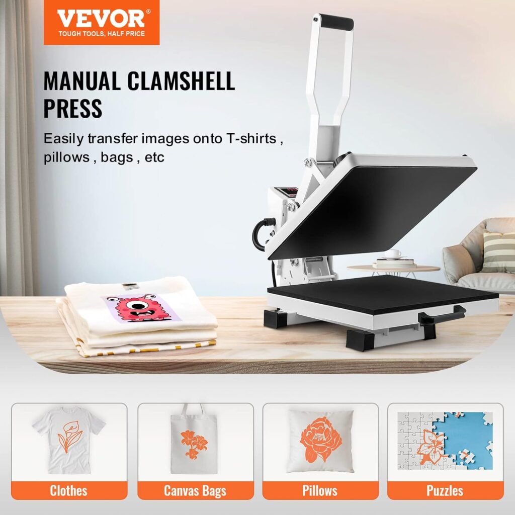 VEVOR Heat Press, T Shirt Press Machine 12x10Inch T-Shirt Press Heat Press 30x23cm Printing Machine Heat Transfer Sublimation Machine for T-Shirts