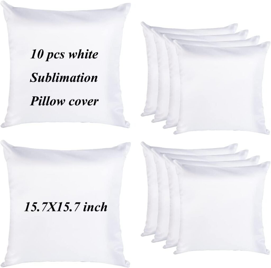 10 Pack 15.7x15.7 inch White Sublimation Pillow case Blank Pillow Cover for DIY Sublimation Plain Burlap Cushion Cover Embroidery Blanks(40x40cm) (10)