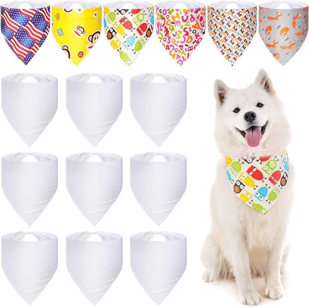 15 Pieces Sublimation Pet Bandana Heat Transfer Washable Triangle Dog Scarf Sublimation Blank DIY Triangle Dog Bib Heat Press Pet Triangle Bibs Kerchief Accessories for Dogs Puppy Cats