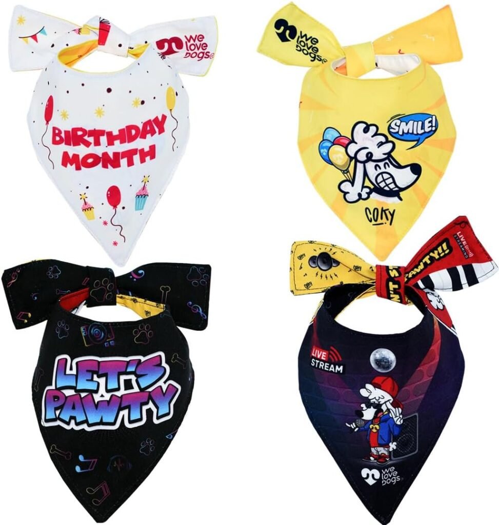 Celebration Set | 2 Bandanas = 4 Designs| Custom Unique Shape | Adjustable Fit (Small - Medium)