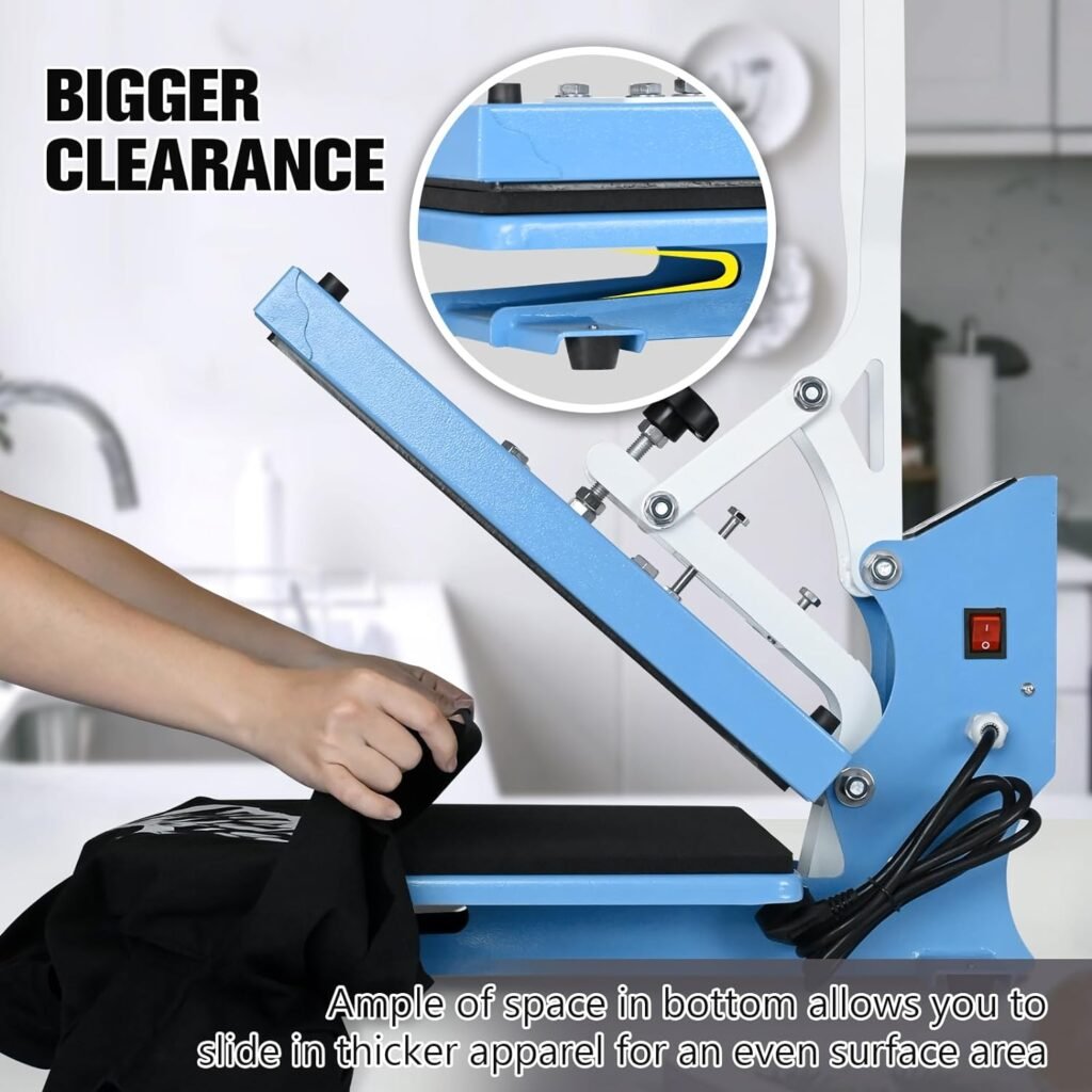 ColorSub Heat Press Machine for T-Shirt 15x15, Digital Industrial Quality Heat Press Machine Clamshell Transfer Sublimation Print Press Machine Blue