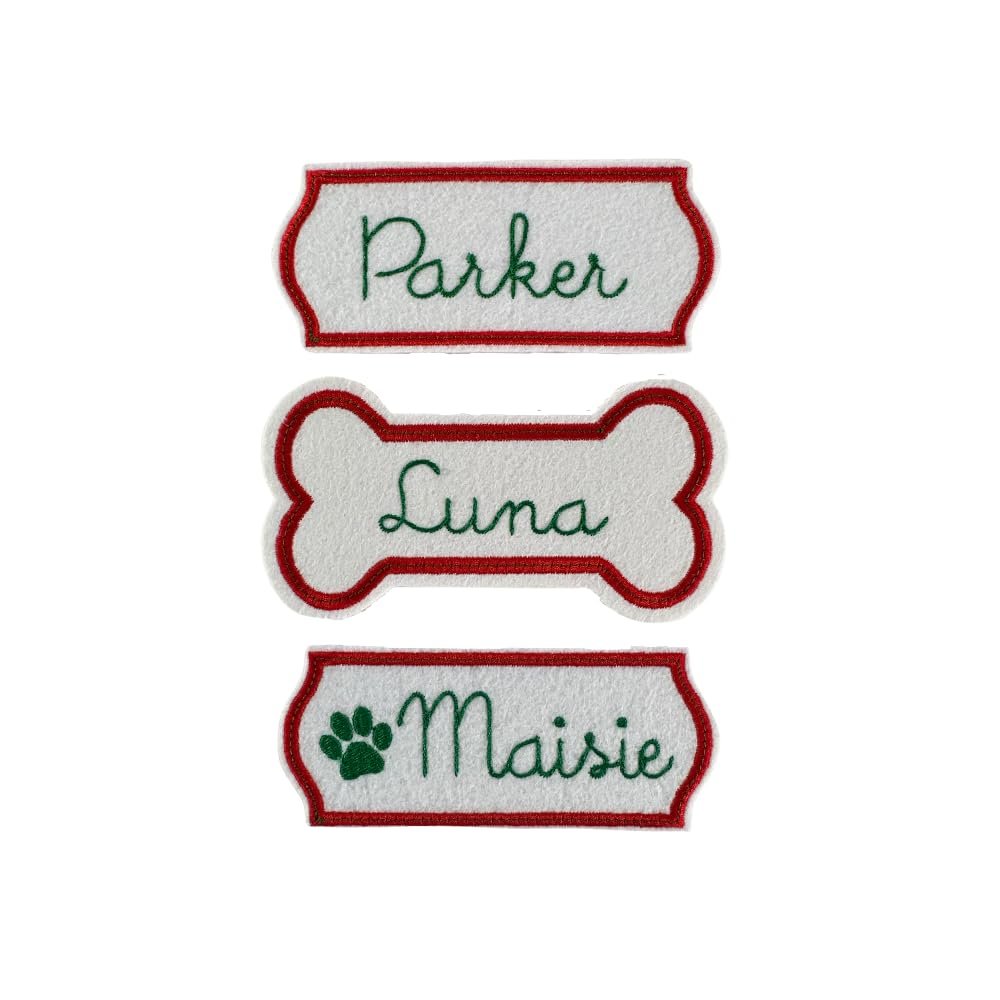 Custom Christmas Stocking Name Patch- Personalized Handwriting Script - Iron On Or Sew On - For Family, Friends, Dogs, Cats and Pets (1 Patch)