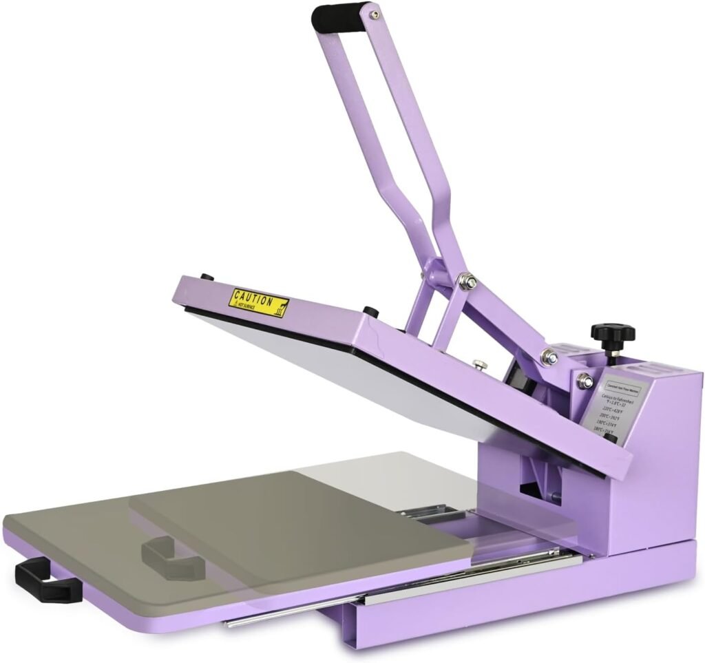 Heat Press 15x15 inch Industrial Quality Sublimation Heat Press, Slide Out Heat Transfer Machine for T-Shirt, Purple