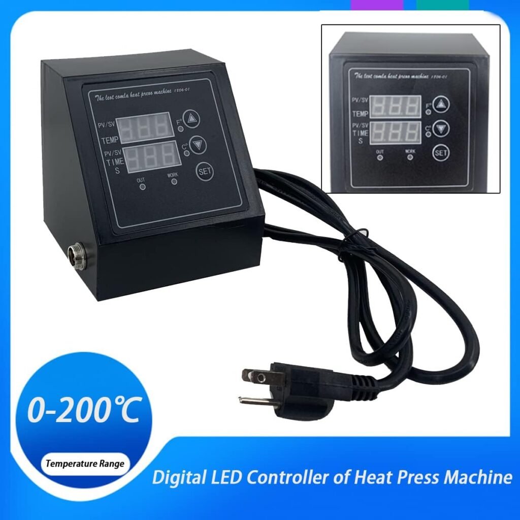 Heat Press Machine Control Box ECUTEE Double Hole Digital Box LED Controller for 12 x 15Inch Type K Temperature Control Box for Heat Transfer Sublimation Print Machine T-Shirts Mug Plate Cap Cup