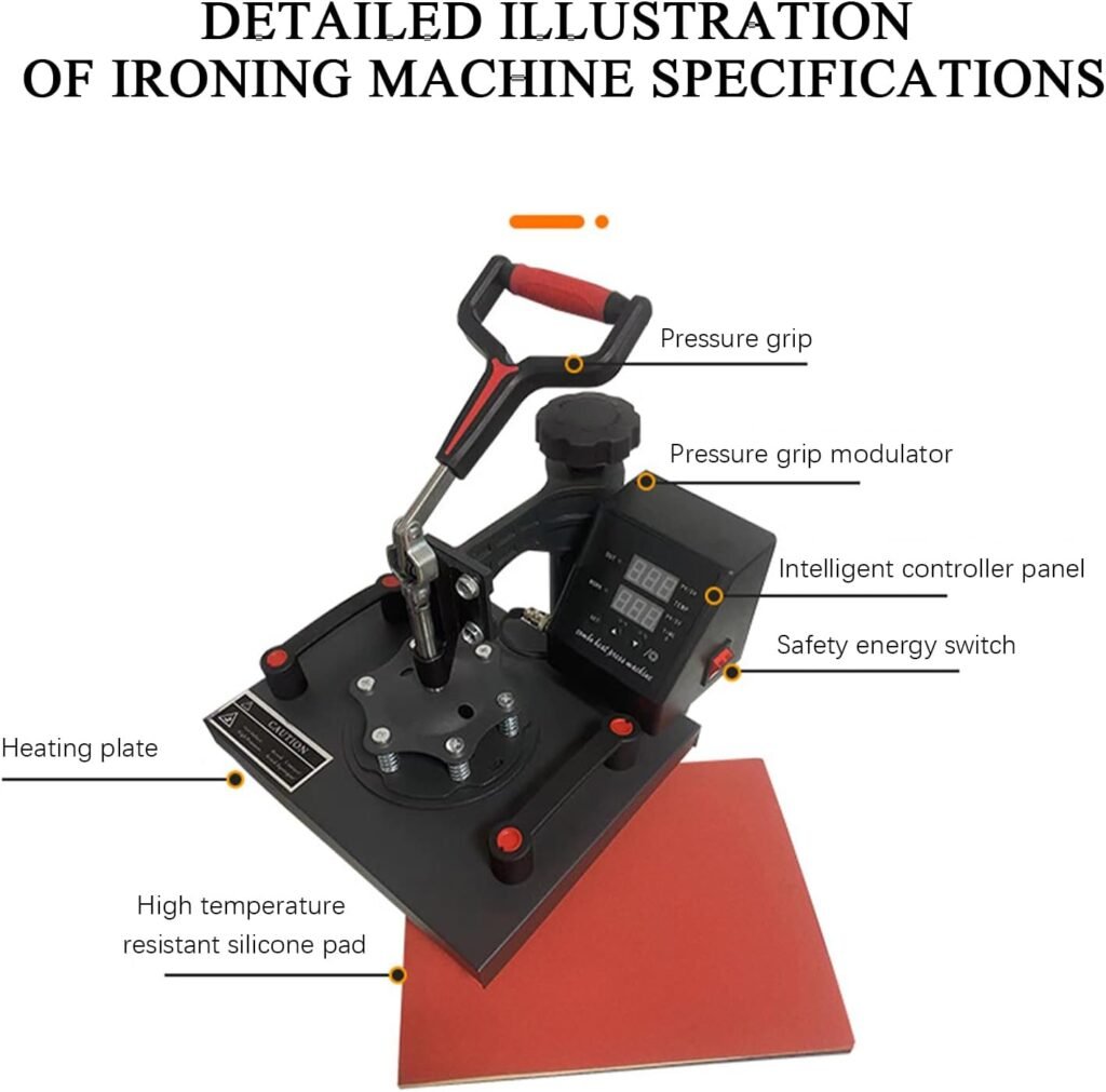 Heat Press, Professional Heat Press Machine, T Shirt Pressing Machine Digital Control, Multifunction Heat Press Transfer Machine Sublimation Combo for T-Shirt Hat Cap Mug Plate