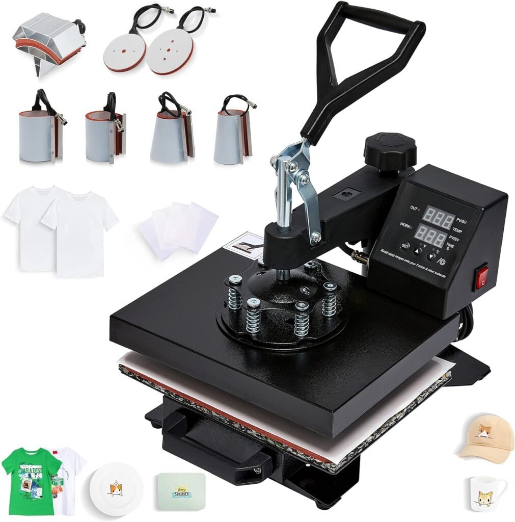 LETRA Heat Press Machine 12 x 10 Inch, 8-in-1 Heat Press 360 Multifunctional Industrial Press Machine for T-Shirt Mug Hat Plate Cap (12x10 Inch 8 in 1)