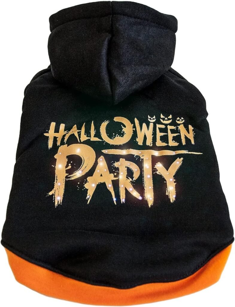 Pet Life Halloween Party LED Flashing Halloween Dog Costume - Holiday Dog Sweater with Pull-Over Hooded pet Costume