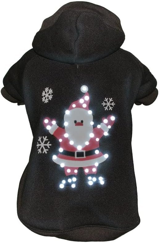 Pet Life Juggling Santa LED Flashing Christmas Dog Sweater - Holiday Pet Costume with Pull-Over Dog Hoodie