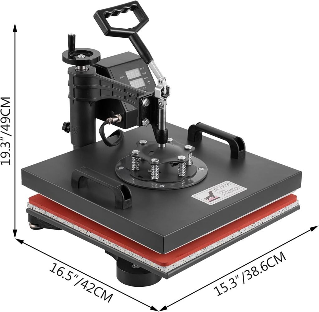 SmarketBuy Versatile 8-in-1 Heat Press Machine Swing-Away Design, 15x15 Inch Heat Transfer Machine for T-Shirts, Hats, Mugs, and Plates