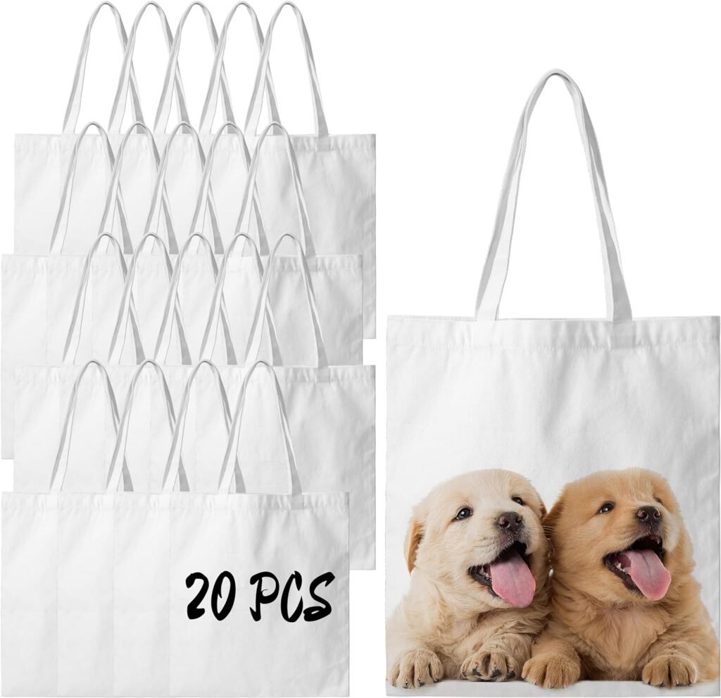 Sublimation Tote Bags Blanks 14 x 13 Inch Polyester Canvas Tote for DIY Crafting Heat Transfer Bag for Gift