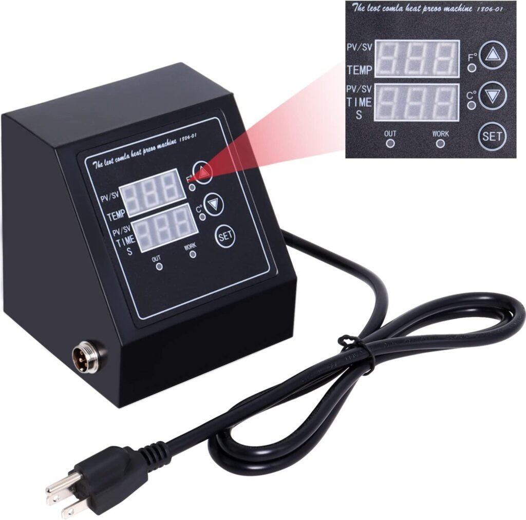 Upgraded Digital Box LED Controller of Heat Press Machine for 12 x 15 Inch K-Type Digital Heat Press Machine, Single Hole Heat Press Machine Temperature Control Box for T-Shirts/Mug/Plate/Cap