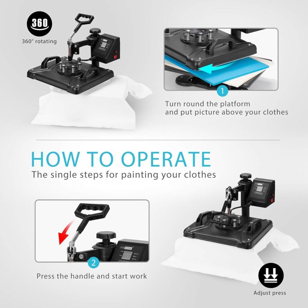 VIVOHOME 5 in 1 Combo Multifunctional Heat Press Transfer Machine with Airbrushing Paint Compressor Kit