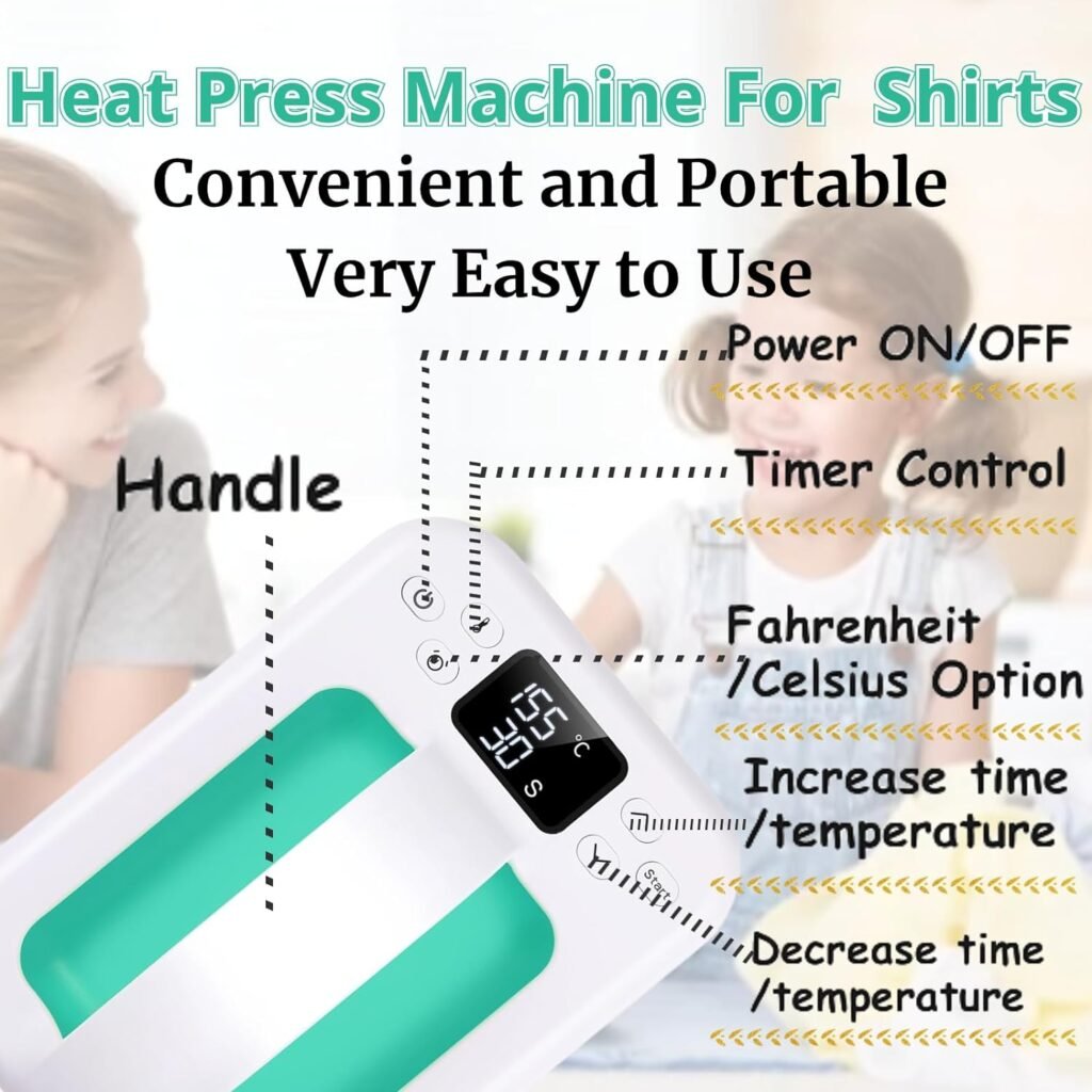 Heat Press Machine For T Shirts, 7 × 5 Portable Mini Heat Press Fast Even Heat, Easy Press T Shirt Printer Machine for HTV Vinyl and Heat Transfer Sublimation for Tote Bags, Hat,DIY Projects(Violet)