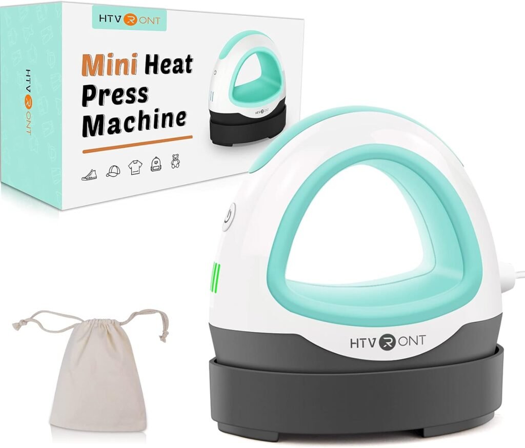 HTVRONT Heat Press Small Heat Press Machine for T Shirts, Small Heat Press Iron Press for Heating Transfer(Mint Green)