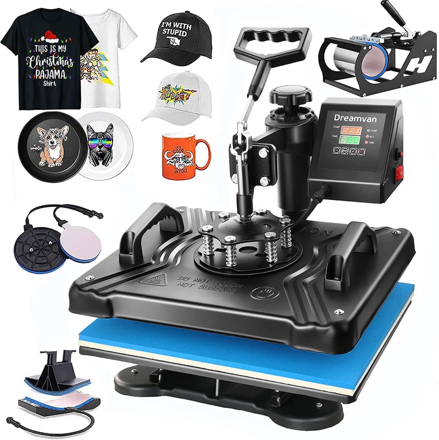 AKEYDIY 5 in 1 Heat Press Machine for t Shirts Professional Swing Away Heat Press Digital Combo 12 x 15 360-degree Rotation Heat Press Machines Sublimation Heat Transfer for T Shirts Mug Hat Plate