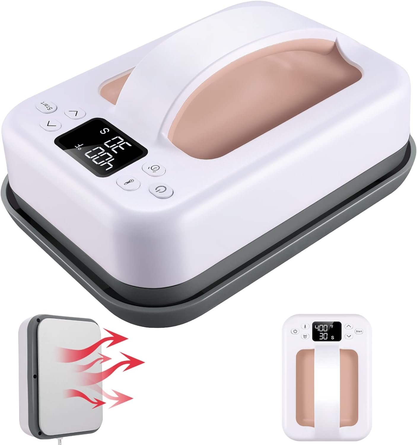 Heat Press Machine for T-Shirts, 7 × 4.8 Portable Fast Heat-up Easy Press with Precise Temperature Control, Features Insulated Safety Base and Auto-Shut Off, Orange