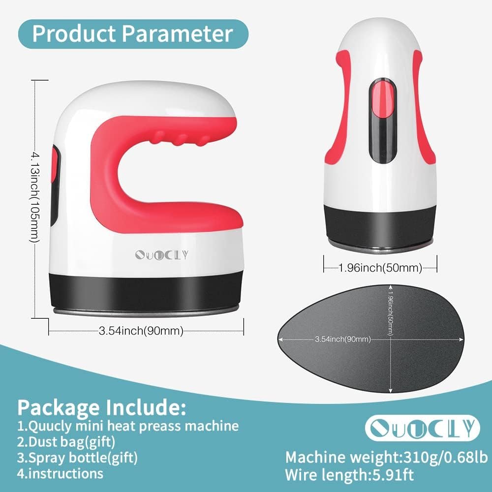 Mini Heat Press Machine, Mini Irons for Crafts,Portable Heat Press Easy for T-Shirts, Shoes, Hats and Small HTV Vinyl Projects Transfer(Pink)