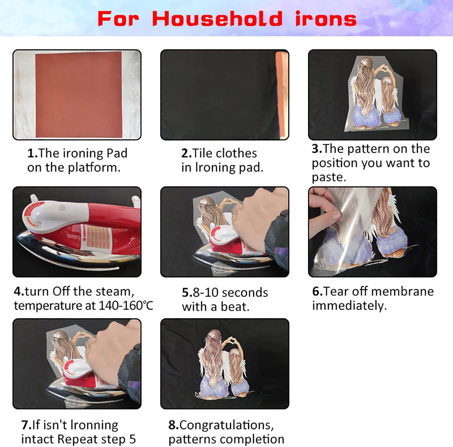 Valentines Day Heat Transfer Iron On Patches Horror Movie Role Love Heart Appliques Decal for Clothing Valentines Decorations Couple Women Men T-Shirt Jeans Jackets DIY Decor 4Pcs