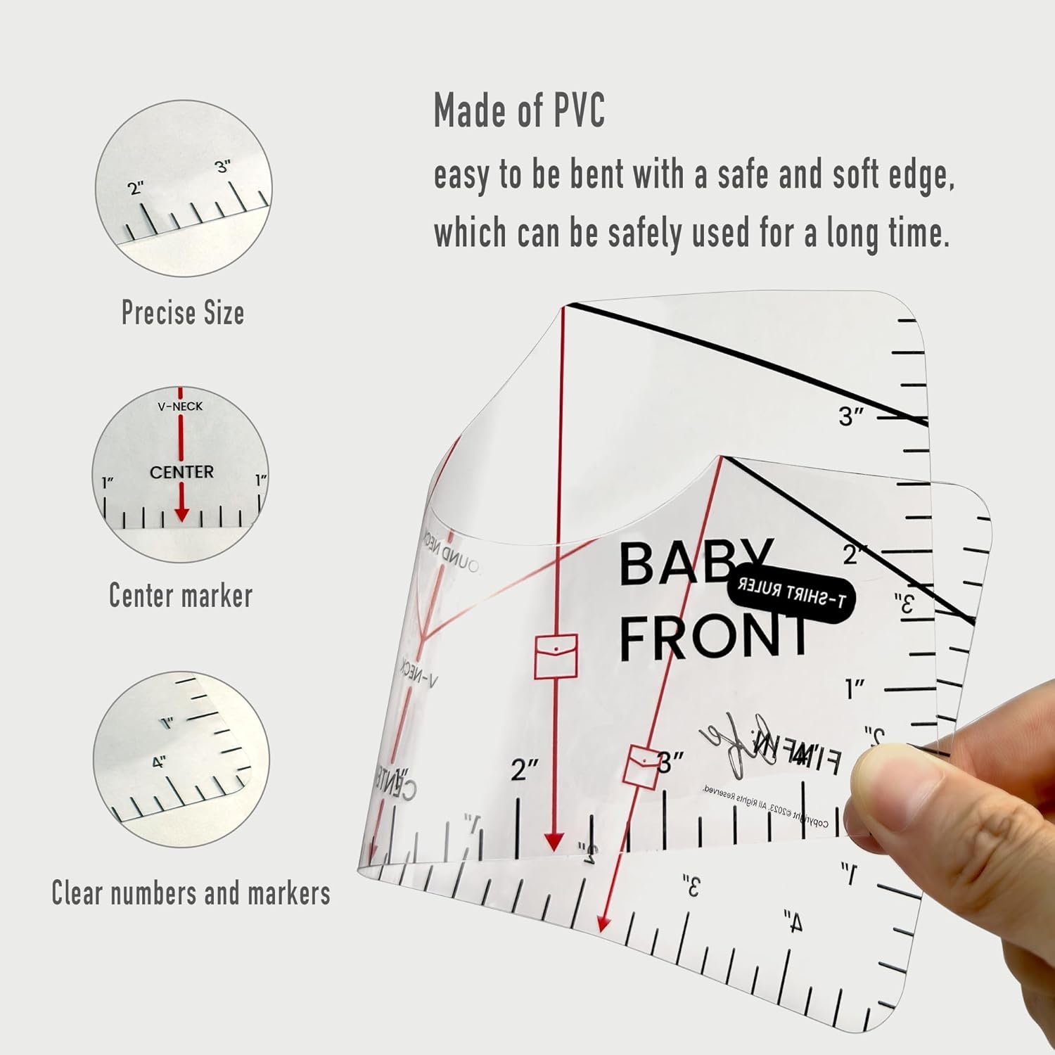 Tshirt Ruler-9Pcs, Tshirt Ruler Guide for Vinyl, Shirt Alignment, Center Designs for Heat Press, Transparent Tee Ruler for Infant Toddler Youth Adult, Front and Back Measurement