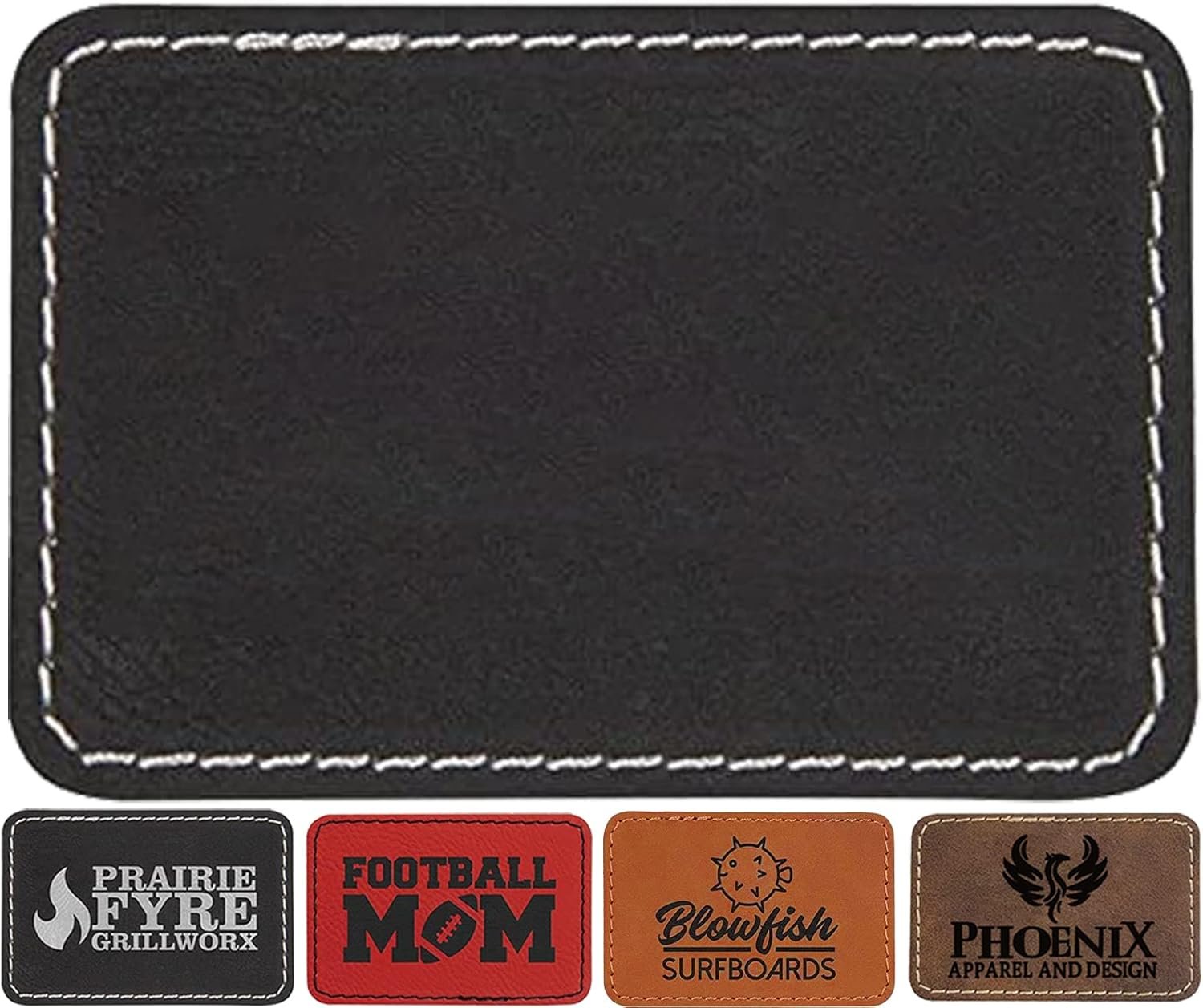 60 Pieces Black-Wihte Laserable Hat Patches with Heat Press/Transfer Adhesive Iron-on Blank Rectangle Laser Engraving Leatherette Sheets Engrave Faux Leather Supplies(3 inch×2 inch)