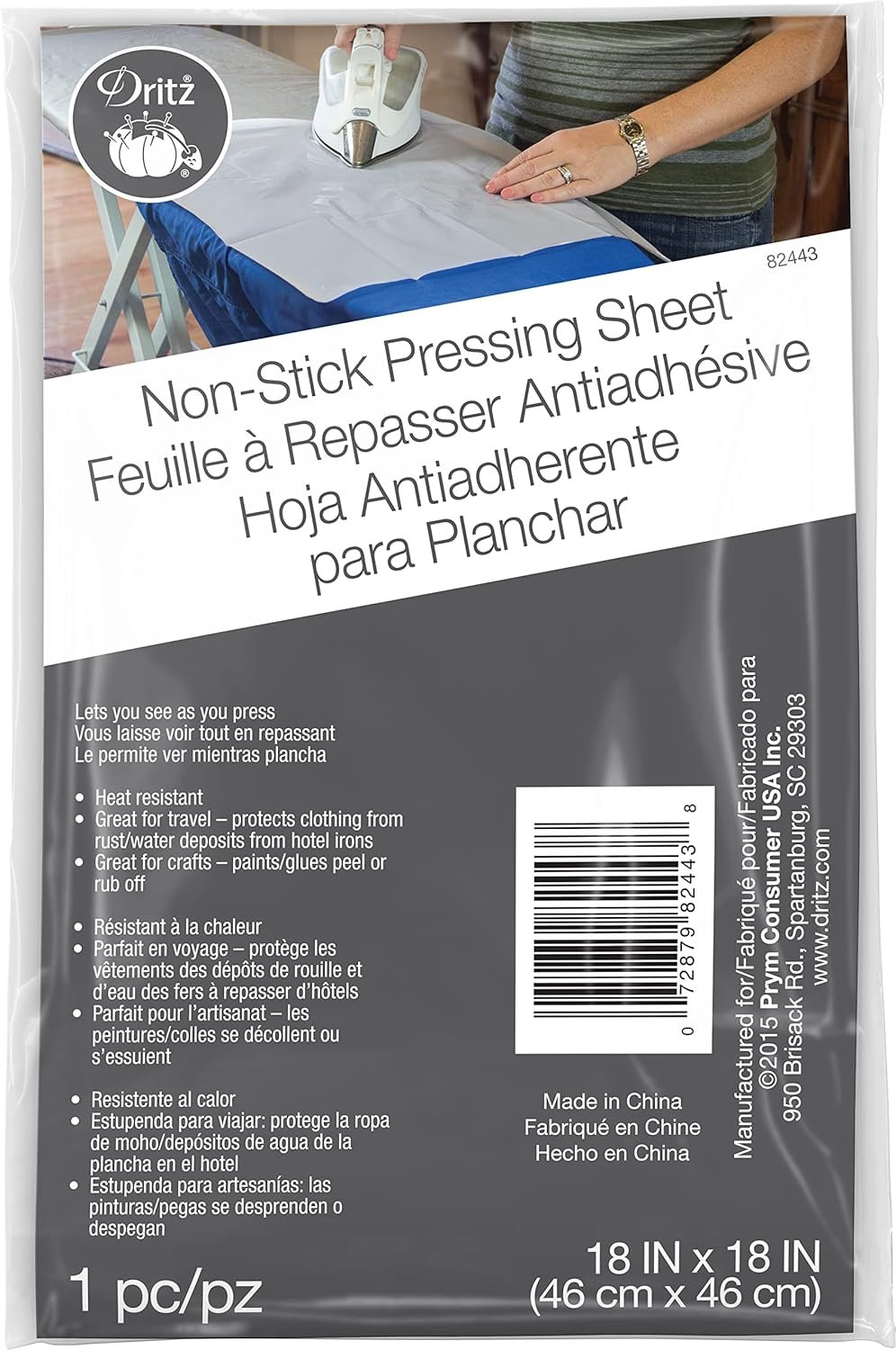 Dritz Clothing Care 82443 Non-Stick Pressing Cloth, 18 x 18-Inch , White