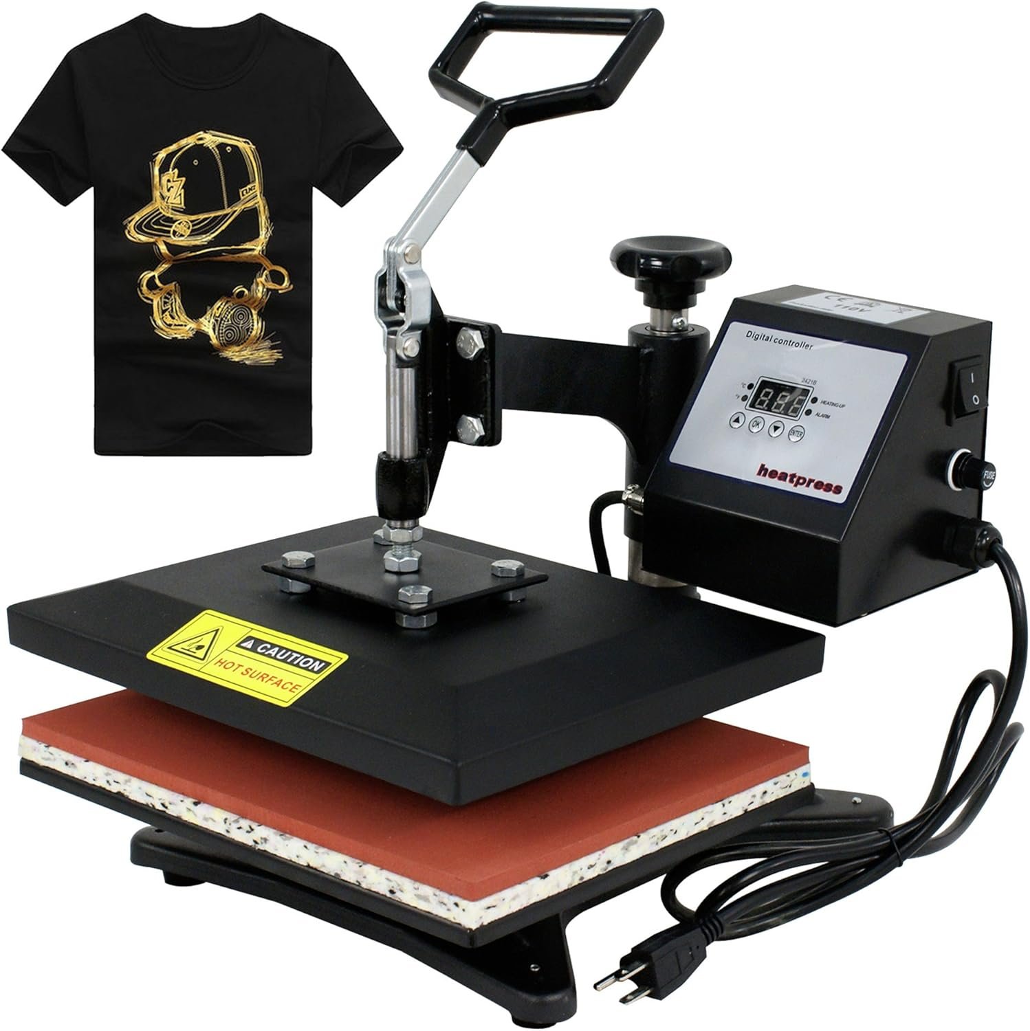 F2C Pro 12 x 10 Heat Press Machine Swing-Away Digital Heat Transfer Sublimation Printing Machine for T-shirt Black