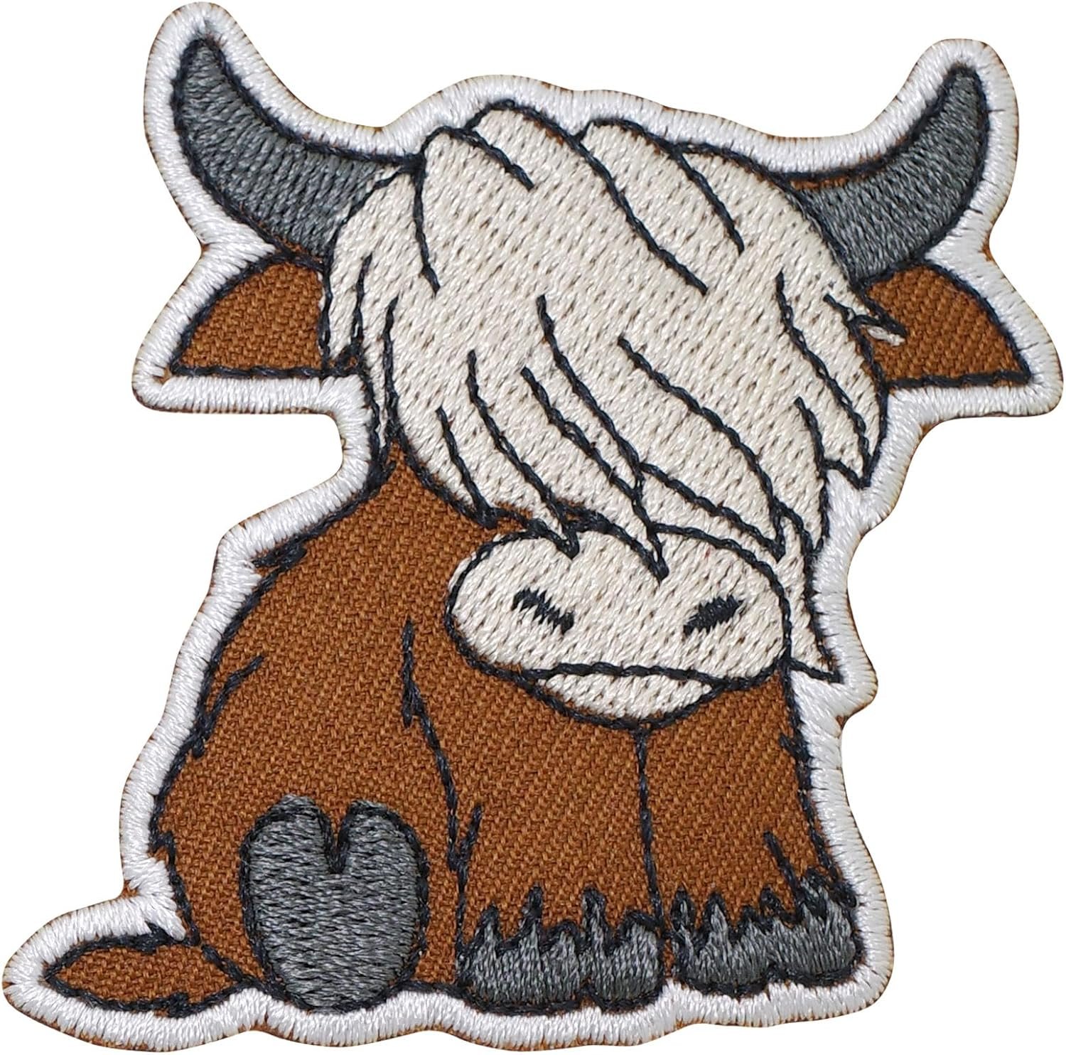 Highland Cow Iron On Patches Embriodered Patch Badge Iron On Sew On Clothes Decorative T-Shirt Jean Repair Applique Emblem