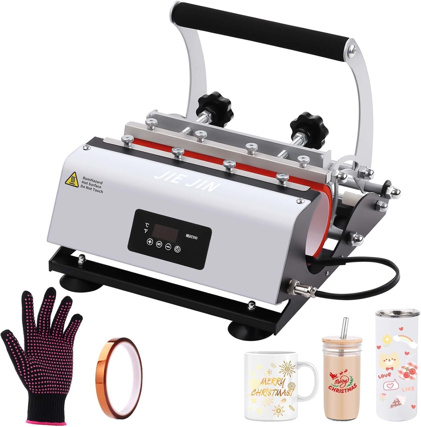 JIE JIN Portable Tumbler Heat Press Machine 30 OZ DIY Mug Cup Heat Transfer Print 110V Sublimation Tumbler Heat Press Machine for 11 OZ 15 OZ 16 OZ 20 OZ 30 OZ Sublimation Blanks Skinny Tumbler