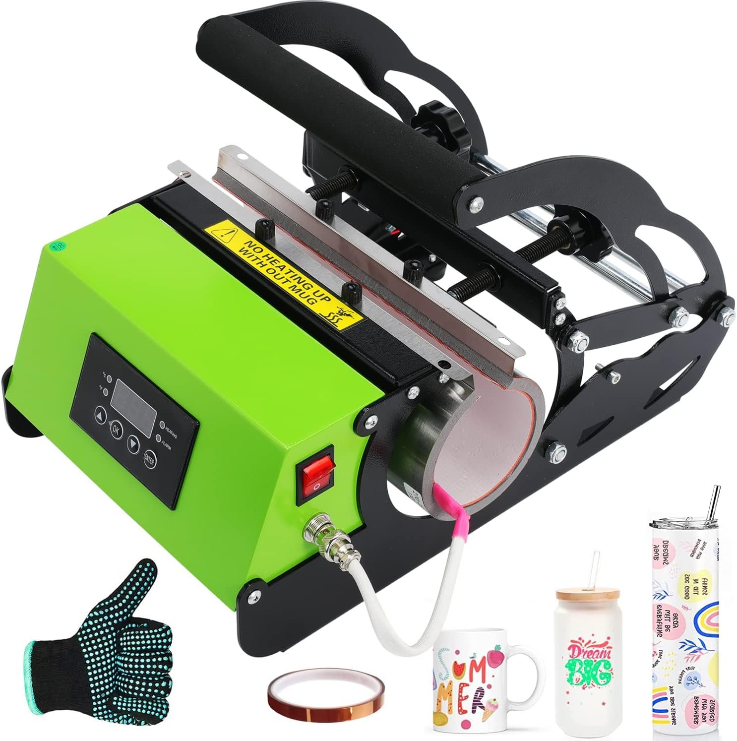 Tumbler Heat Press Mug Press Sublimation Machine 110v Mug Press for 11 oz 15 oz 20 oz 30 oz Straight DIY Sublimation Tumblers Ceramic Mugs with Heat Resistant Gloves 1 Tapes 20 Sheets Paper